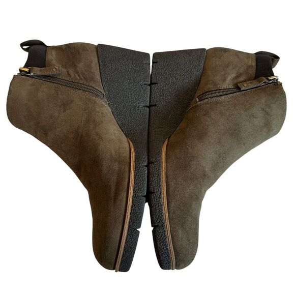 Dr. Scholl's Womens Size 11 Berklie Suede Ankle Wedge Zipper Boot in Olive Color - Picture 6 of 8